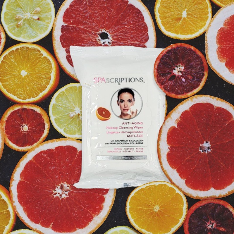 Spascriptions™ Anti-Aging, Brightening, Moisturizing & Pore Refining Towelettes Removes Waterproof
