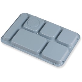 Carlisle FoodService Products Right-Hand 6-Compartment Tray, 10" x 14", Slate