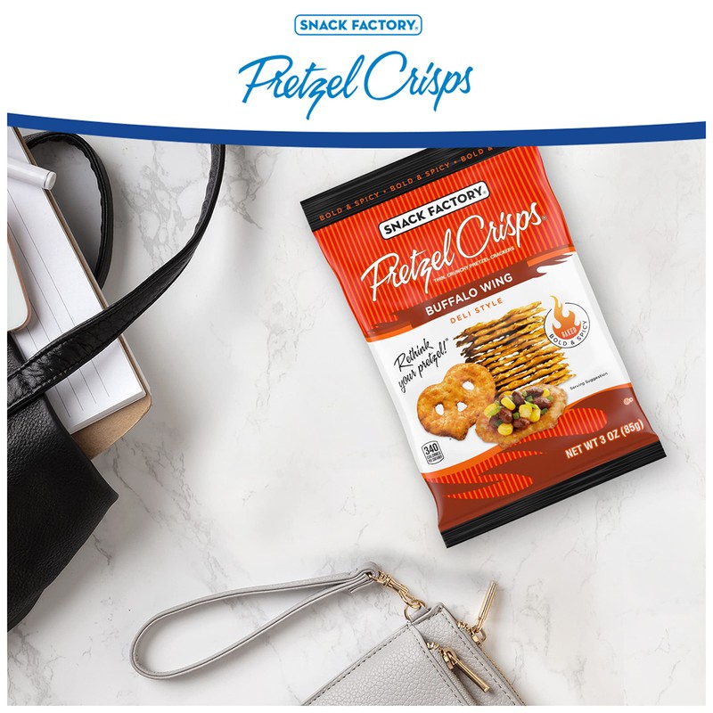 Snack Factory Pretzel Crisps, Buffalo Wing, On-the-Go Bag, 3 Oz