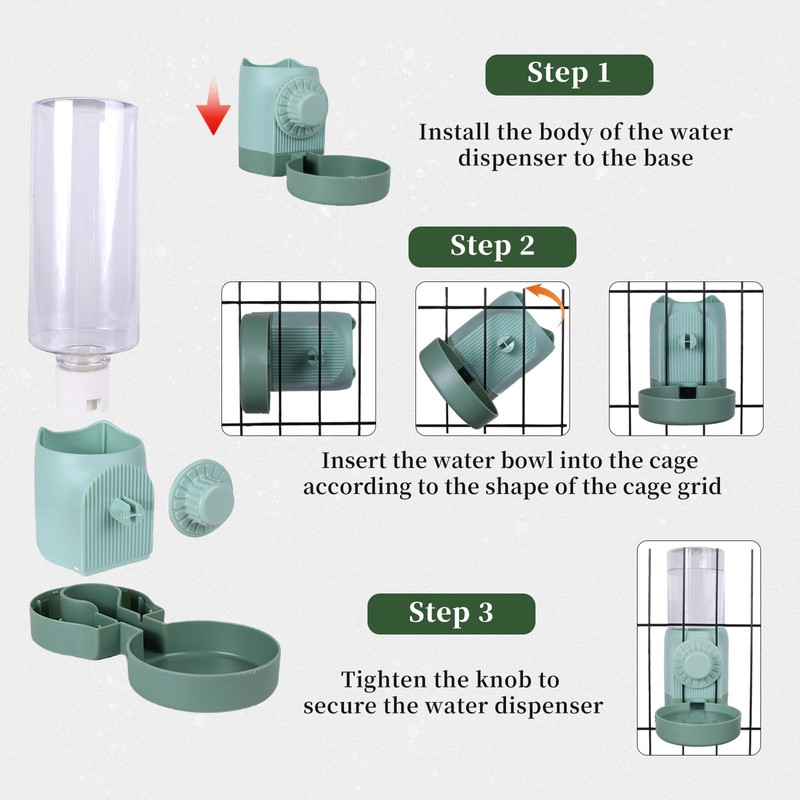 17oz Rabbit Water Bottle for Cage, No Drip Guinea Pig