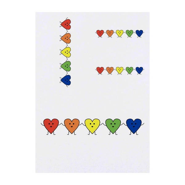 Azeeda 4 x 'Regenbogen, glücklich, Liebe, Herz, Freunde' Temporäre Tattoos