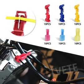 TVETE Wiring Connectors, T-Shape, Wire Connection Connectors, T-Connectors, Crimp Wiring Splice Connectors, T-Quick Cable Connectors, Set of 60 (30 Pairs) Car Wiring Branch Connectors, Electro Taps,