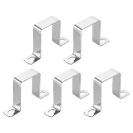 uxcell 5Pcs U Shaped Connector Bracket, 40x60mm 304 Stainless Steel Pipe Strap Clamps for Door Shed Closed Bar Holder Strut Channel