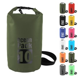 MOMAHUA 10L Dry Bag,Sage Green Waterproof Bag with Adjustable Shoulder Strap,Small Capacity Swimming Bags 2L/5L/10L/15L/20L/25L/30L Dry Sack for Paddle Boarding,Wet Bags for Travel,Outdoor Camping
