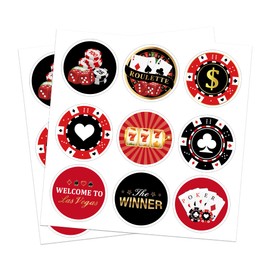 Poker Stickers 180 Pcs Round Roulette Sticker Kit Poker Decoration Roulette Party Supplies Favors