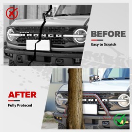 FieryRed OEM Version Front Bumper Bull Bar for Ford Bronco Accessories 2024 2023 2022 2021 2/4 Doors, Only fit Modular Steel Front Bumper, Rust-Resistant Grille Guard, Not for Bronco Sport