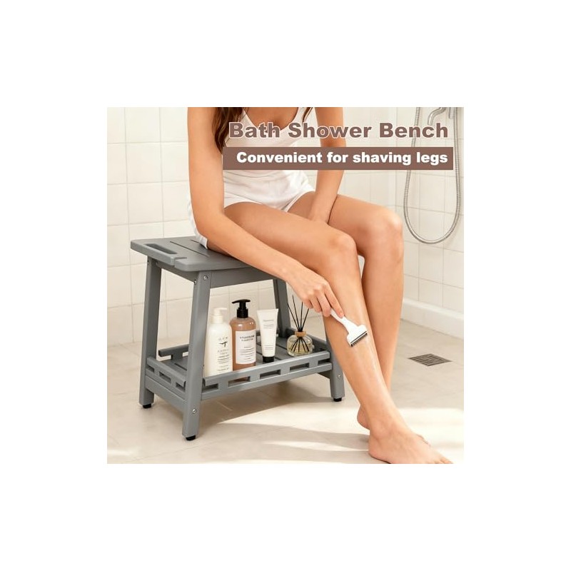 Large HDPE Shower Bench Seat for Shaving Legs, Waterproof Shower