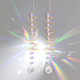 TINGTING Sun Catcher, Pack of 2 Wind Chimes for Outdoor Hanging, Suncatcher Crystal with View of Ball Spiral Tail, Suncatcher Window, Wind Chime Garden