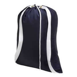 Handy Laundry Bag, Navy Blue - 22" X 28" - Two Shoulder Straps for Easy Backpack Carrying and Drawstring Closure. These Nylon Laundry Bags Come in a Variety of Attractive Colors and Patterns.