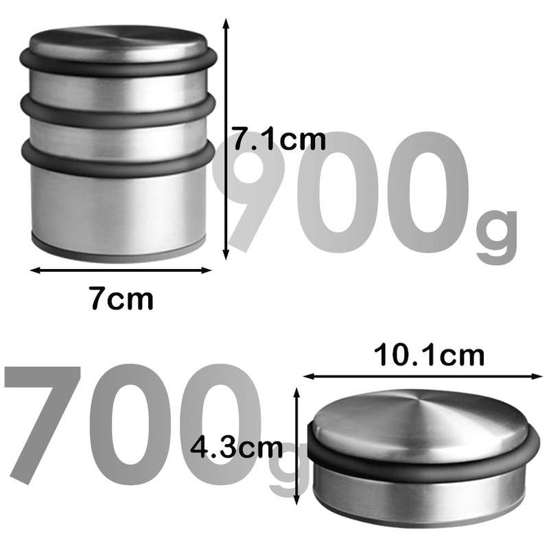 Heavy Duty Door Stop, 700g Weighted Door Stopper No Drilling