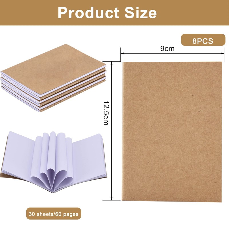 JIASI&JIESY Pack of 8 Mini Notebooks, B7 Small Notebook Mini