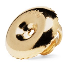 Single 14K Solid Yellow Gold Earring Back Replacements | Threaded Screw On Screw Off | Quality Die Struck | Post Size .036" Pad Size 6.1 mm | 1 Back