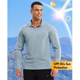 Haimont Men's UPF 50+ Sun Protection Shirts 1/4 Zip Long Sleeve Lightweight Quick Dry Running Hiking Workout Pullover, Haze Blue, 2XL