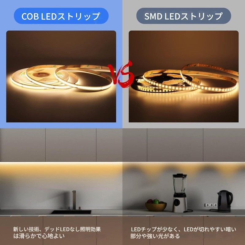 COB LED Tape Light, DC12V, 16.4 ft (5 m), Red