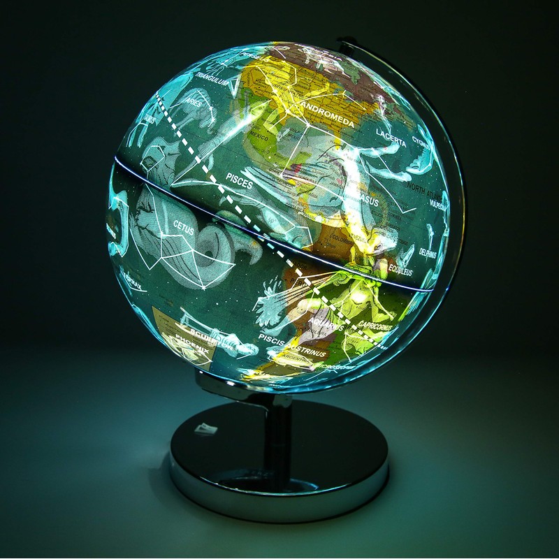 Exerz Illuminated World Globe 9.1-inch Diameter Metal Base - Political