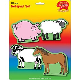 200 Sheets total Farm Notepad Set 5in x 7in 4 Des. Cute Notes Barnyard Animals Farm Animal Crafts Messages Memo Note Reminders Bulletin Boards Teacher Supplies Creative Classroom Notepads USA Made