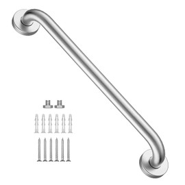 16 Inch Shower Grab Bar Satin Brushed Nickel, ZUEXT Stainless Steel Safety Grab Bar Handle, Bathroom Balance Bar, Safety Hand Rail Support - Handicap, Elderly, Injury, Senior Assist Bath Handle