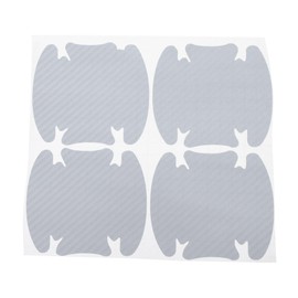 RATCHROLL 4 Pcs Universal Car Door Handle Cup Cover Adhesion Door Protection Door Bowl 3D Sticker Scratch Protector 90x100mm Carbon Fiber Pattern Silver Tone