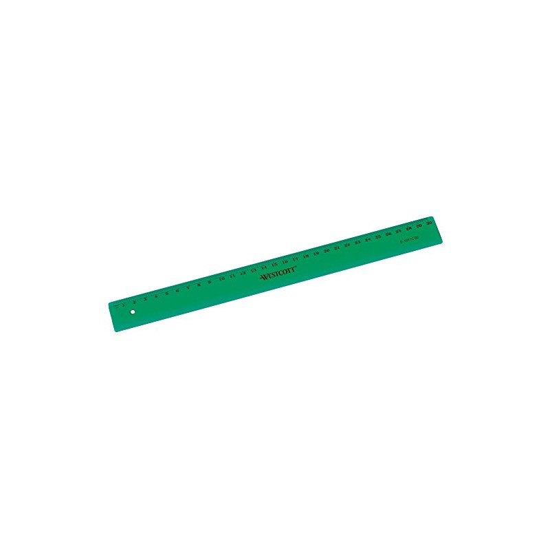 Westcott 10172 00 Plastic Ruler, has a Handy Hanging Hole, cm/mm Scale,