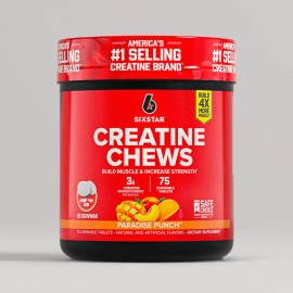 Creatine Chews – 3g Pure Creatine Monohydrate per Serving, Paradise Punch Flavor, Supports Muscle Gain, Strength, Recovery & Cognitive Health, 75 Chews