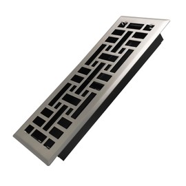 Howeall 4x12 Inches Heavy Duty Walkable Floor Register Easy Adjust Air Supply Lever Floor Vents - Seattle Design - Vent Cover for Home Floor - Satin Nickel