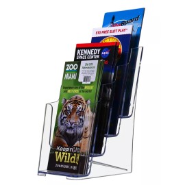 Marketing Holders Tri fold Holder Multi Tier Booklet Pamphlet Rack with 4 Pockets Clear Acrylic