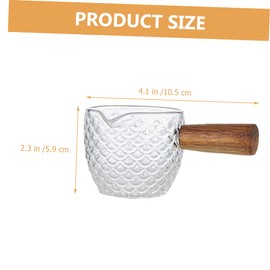 STOBAZA Glass Milk Pitcher with Wooden Handle Multi Use Cream Container for Sauces Dressings and Liquids for Home Coffee