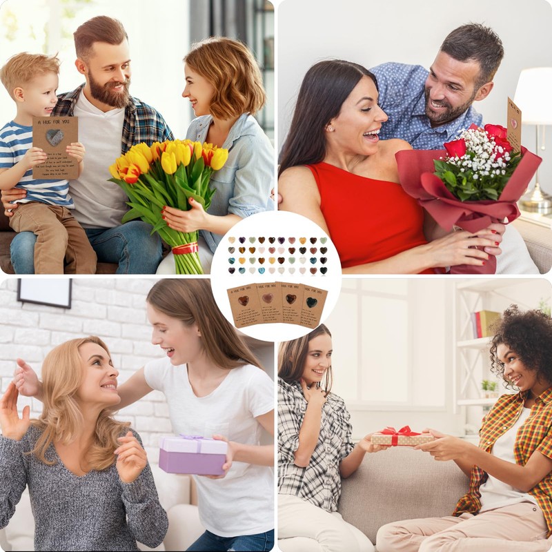 40pcs Pocket Hug Heart Tokens & 40pcs Greeting Cards, Pocket