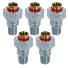 Midline Valve EVNT3412-OM-5 Dielectric Union Pipe Fitting; 3/4 in. x 1/2 in. MIP x SWT ; Reduces Electrolysis; Brass x Stainless Steel (5 Pack)