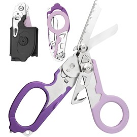 Trauma Shears,6 in-1 Emergency Response Shears with Protective Sheath,Medical Scissors Trauma Scissors for Outdoor Camping Rescue (Purple)