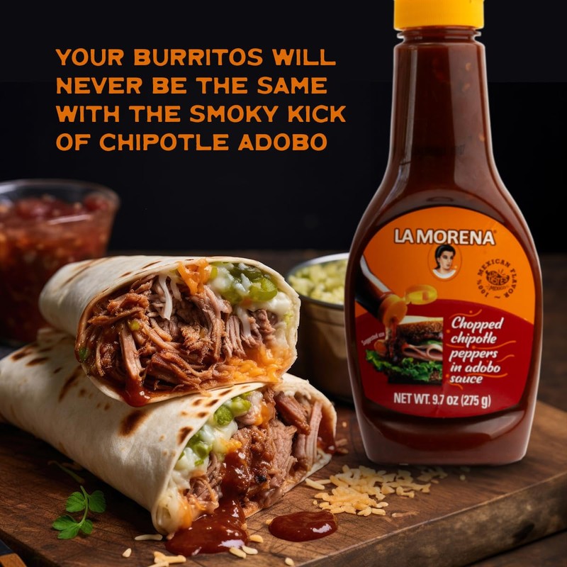 La Morena Chopped Chipotle Peppers in Adobo Sauce Dressing, Great