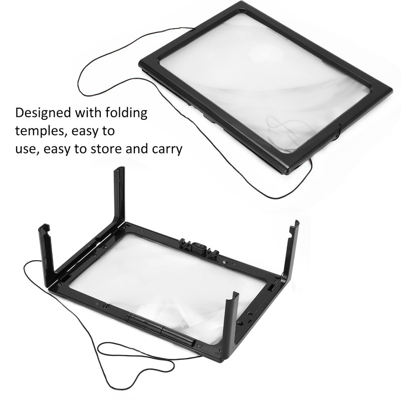 A4 Size Reading Magnifying Glass with LED Light and Stand