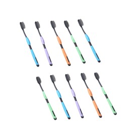 Anneome 10pcs Bamboo Charcoal Toothbrushes Fine Brush Head Comfort Grip Oral Care Accessories Random Style