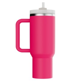 YOUEXPERT 40 oz Tumbler with Handle and Straw, Stainless Steel Tumbler with Lid and Straw for Car, Sports, Travel Cup, Gift for Christmas, 42 oz Insulated Tumbler (Rose Red)