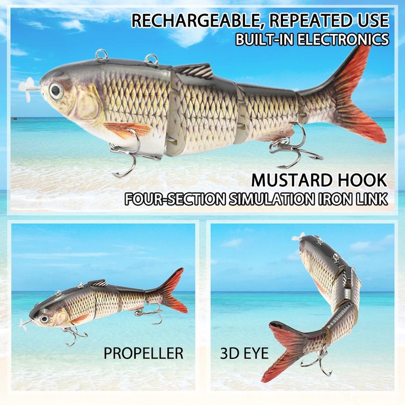 Robotic Swimming Fishing Electric Lures USB Rechargeable Lures Multi Jointed