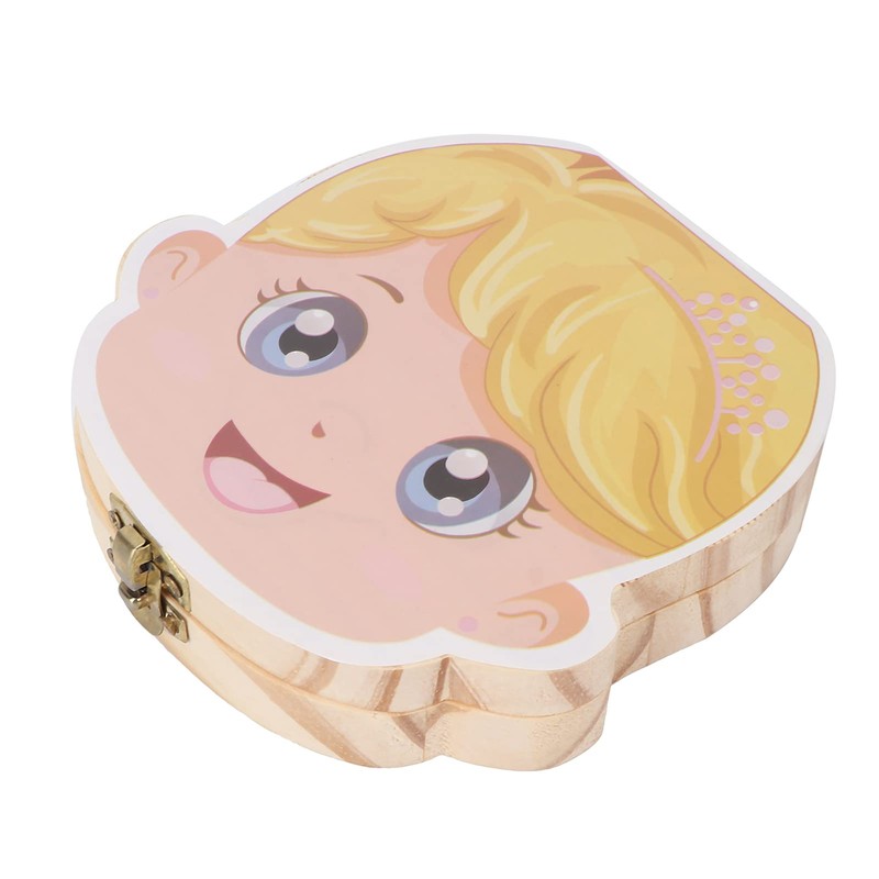 Tooth Keepsake Box, Individual Holes Primary Teeth Organizer Baby Wooden
