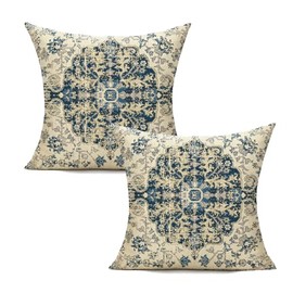 VAKADO Throw Pillow Covers Cushion Covers Outdoor Boho 18x18 Set of 2 Decorative Outdoor Spring Boho Blue Farmhouse Bohemian Carpet Vintage Gray Cases Home Decor for Living Room Sofa Couch Bedroom Bed