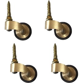 Solid Brass Caster Wheel,25mm Antique Style Casters,Moving Caster Wheels,360° Swivel Caster,Vintage Rubber Castors for Furniture,150kg Load Capacity,4 Pcs