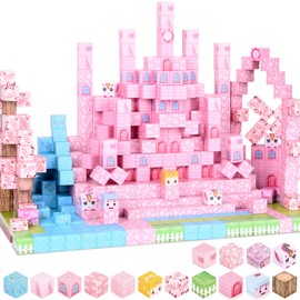 100PCS Magnetic Blocks, Magnetic Building Blocks Princess Toys for Girls, Montessori Toddler Birthday Easter Gifts, Build Pink Castle&Pincess Tiles STEM Construction Toy for Kid Girl 3 4 5 6 7 8 9 10