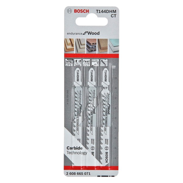 Bosch Professional 2608665071 3 Blades T 144 DHM Endurance (Wood, Accessories for jigsaws)