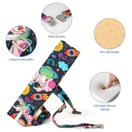 Asiento elevador para mesa de comedor, lavable, grueso, resistente, silla elevadora portátil para niños pequeños que comen, fácil limpieza, cojín de asiento elevador desmontable con correas de fijación (más grande, 14.2 x 12.6 x 3.6 pulgadas)