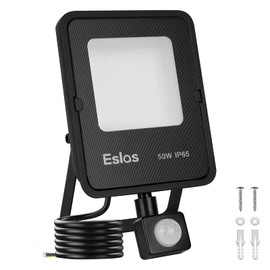 Eslas Upgrade 50W Motion Sensor Outdoor Security Light, 5000LM Floodlight with PIR, IP65 Waterproof, for Driveway, Front Door, Backyard, 6500K