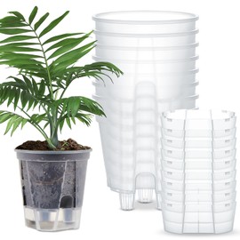 Wonderjune 9 Pcs Self Watering Pots for Indoor Plants with Deep Reservoir and High Drainage Holes for Outdoor Plants and Flowers(Clear,5.91'')