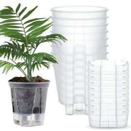 Wonderjune 9 Pcs Self Watering Pots for Indoor Plants with Deep Reservoir and High Drainage Holes for Outdoor Plants and Flowers(Clear,5.91'')