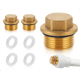 AOYEGIC Pack of 2 brass plugs, 3/4 inch male thread sealing stopper, threaded cap, pipe end cap with seal, used for water pipe