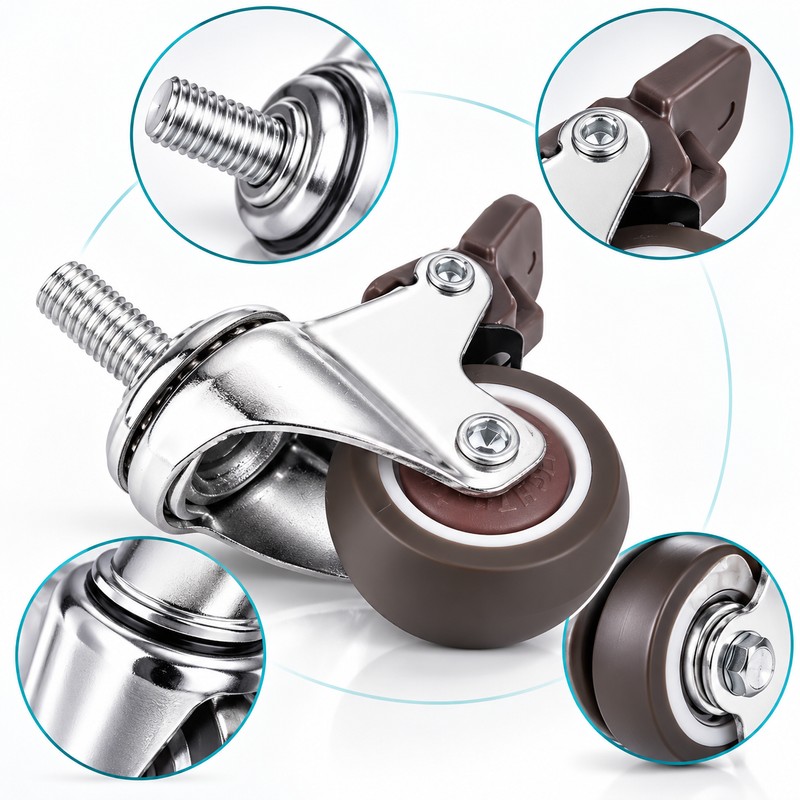 4 Pcs 1.25-Inch Stem Caster Wheels – TPR Swivel Wheels