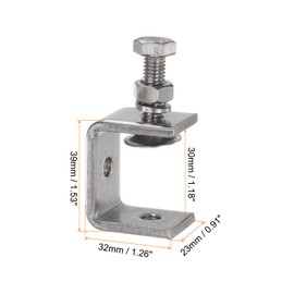 HARFINGTON 2Pcs Stainless Steel C Clamps Mini 1" Wide Jaw Opening Small Metal U Clamp for Woodworking Welding Building Household Mounting