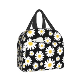 UYEUGV Aesthetic Insulated Daisy Lunch Bag Box for Kids Teen Girls Boys Women Reusable Flower Lunchbox for School Work Picnic Travel