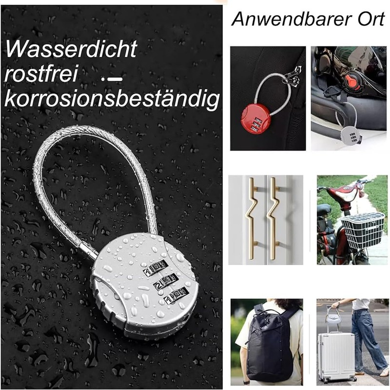 Set of 6 Suitcase Lock Combination Lock 3 Digits Luggage