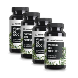 Natural Elements Vitamin D3 1000IU Tablet natural elements Vitamin D3, 4 units, 365 tablets / 내추럴엘리먼츠 비타민D3 1000IU 타블렛 natural elements Vitamin D3, 4개, 365정